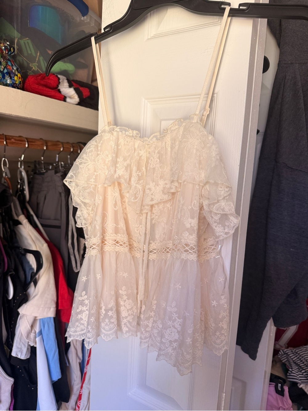 wild fable Cream Lace Ruffle Cami